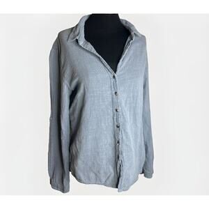 Wearables By XCVI Women’s XS Porter Blouse Blue Cotton Gauze Button Up Shirt